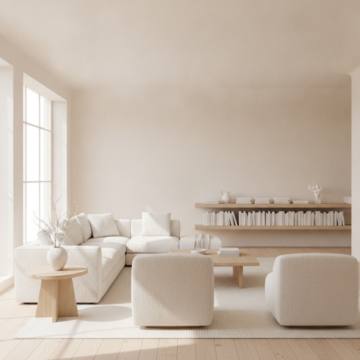 Pantone “Cloud Dancer” · living room