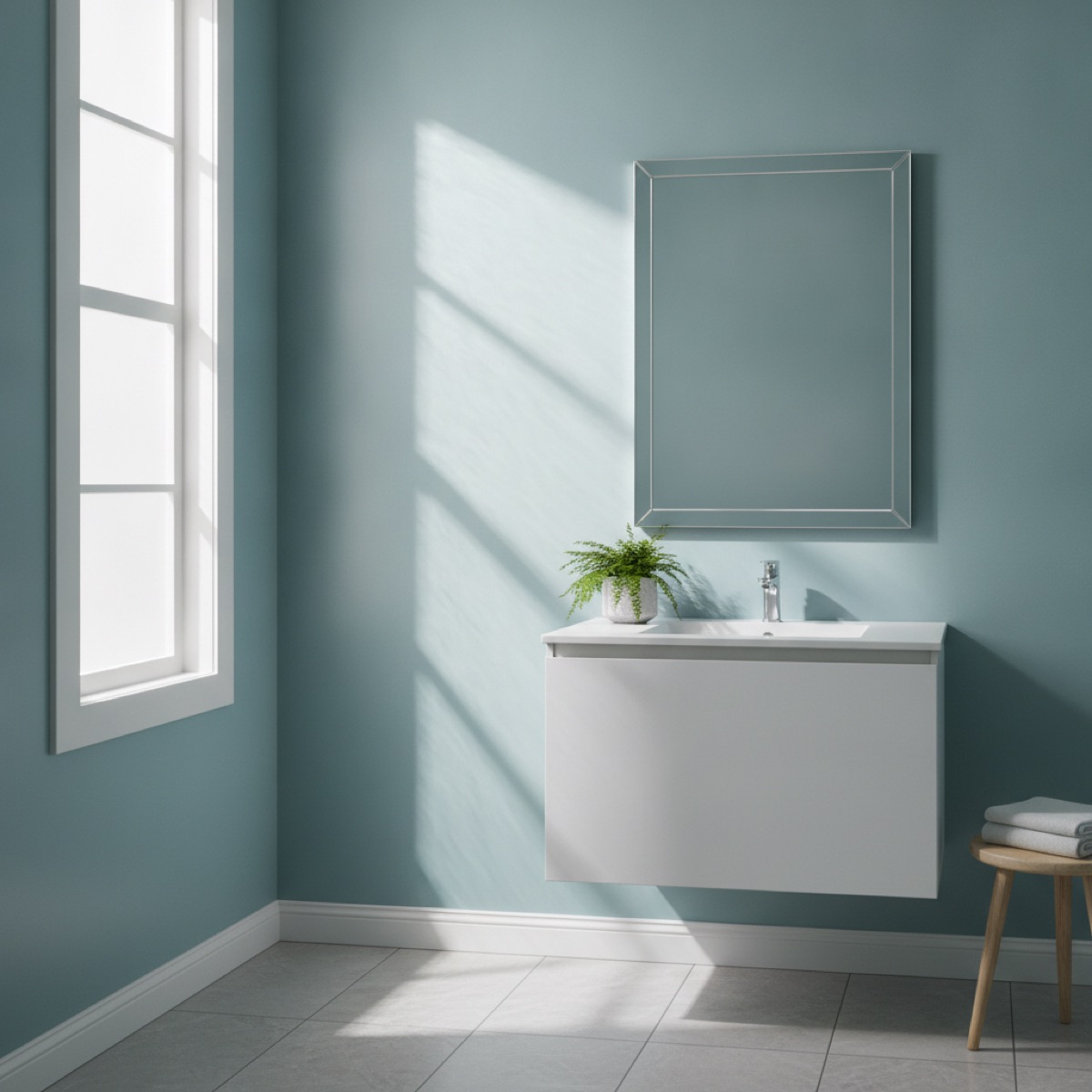 Bathroom painted in satin
