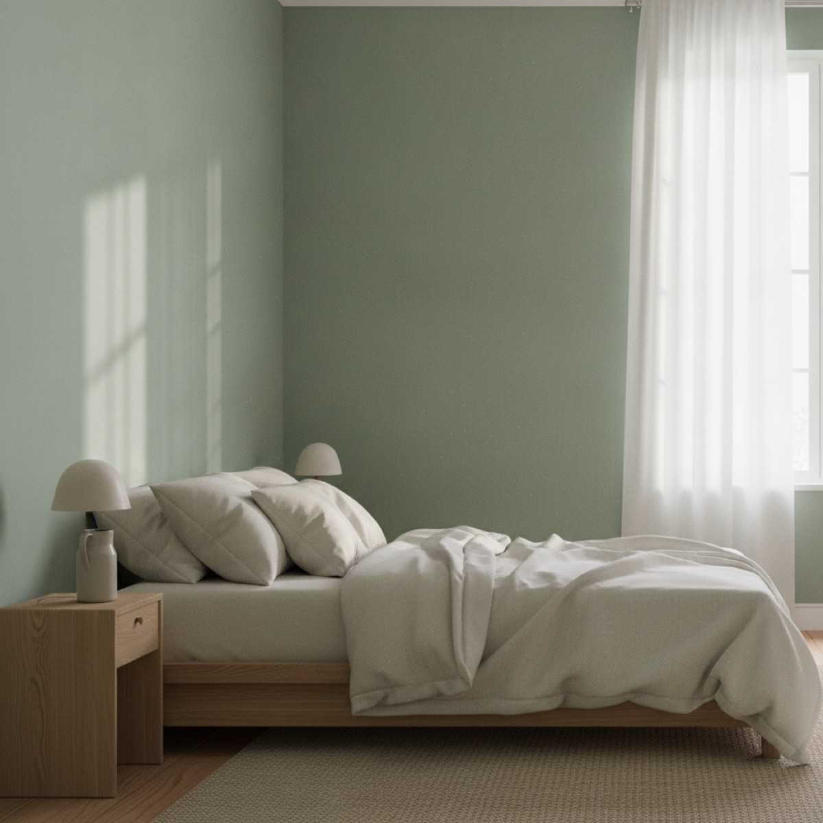 Bedroom painted in eggshell